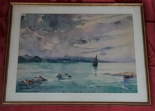 Superbe aquarelle xx e - du,