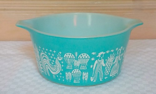 Vintage plat pyrex turquoise - vintage,