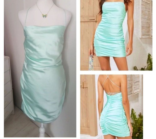 Robe dos satin - nu, vert