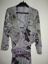 Robe longue grise imprimée fleurs fantaisie + gilet bolero GARELLA t. 36 / S TBE