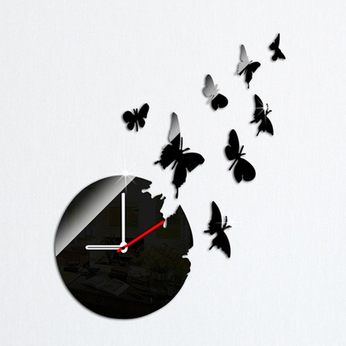 Noir horloge amovible diy - amovible,