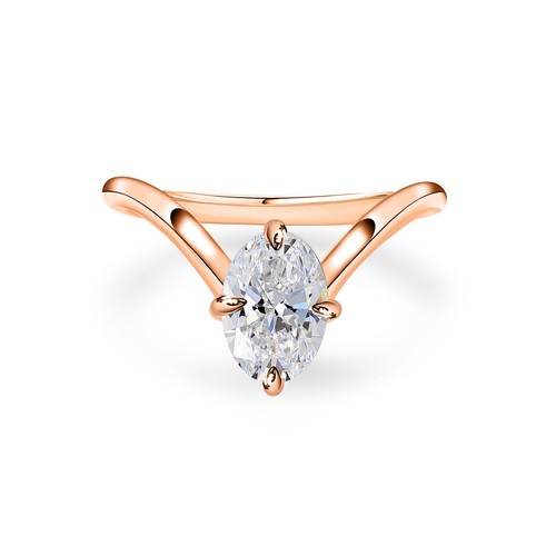 Anneau diamant solitaire ovale - anneau,