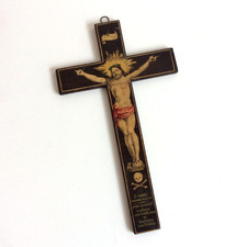 Christ en Croix Crucifix en Bois Lithographié XIXème