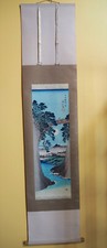 Estampes Japonaises De Hiroshige montées en kakejiku "Le pont de singe ..."