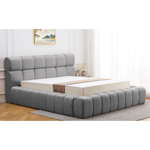 Lit coffre matelassé tissu - matelassé,