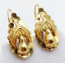 Dormeuses victoriennes XXL or 18k feuille et fruit finement ciselés (circa 1900)