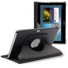 Coque Samsung Galaxy Tab 2 10.1 P5110 P5100 Housse Etui Rotatif 360 PU Cuir Noir