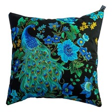 Housse De Coussin Décorative Fleur Et Paon S'adapte À 18 X 18" En Plume Florale