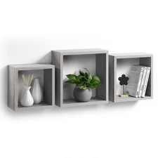 Lot de 3 Étagères Murales "Cube" 30cm Chêne Blanchi