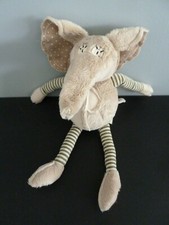 F6. DOUDOU PELUCHE HISTOIRE D'OURS ELEPHANT LES DROLES EN SAC BEIGE VERT NEUF*