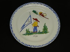 COOMANS, faïencerie de Roanne, assiette "Vive la nation"
