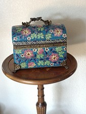 Coffret Émaux De La Louvière Signé Monture Poignée+ Pieds Pattes De Lion Bronze 