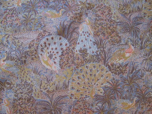 Ancien coupon tissu oiseaux - coupon,