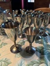 12 Verres Vin Et Eau Métal Argenté Alpaca Très Bon État