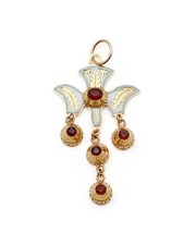 Saint Esprit Puy en Velay en or 18k, pendentif regional français, bijou émaillé