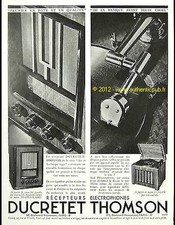 PUBLICITE 1935 RADIO RECEPTEUR ELECTROPHONE DUCRETET THOMSON  FRENCH AD ADVERT