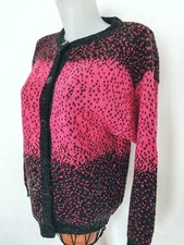 Très beau gilet en maille rose et noir made in France Taille XL