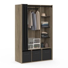 Dressing penderie DIANE 105 x 45 x 167 cm hêtre avec étagères + boites de rangem