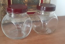 2 ANCIENS POTS  BONBONS  ÉPICERIE VERRE MARQUÉ SISA DÉPOSÉ  COUVERCLE BAKELITE