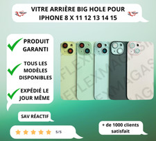 Vitre arrière IPHONE 8 X 11 12 13 14 15 MINI PRO PROMAX / LOGO / FACTURE TVA