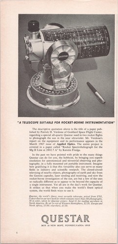Questar telescope 1969 - telescope, ad