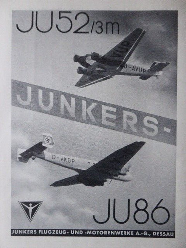 1937 pub junkers 52 3m - pub,