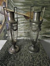 Paire de vase amphore métal argenté-Etain ORIVIT modèle 3131 Art Nouveau C.1900