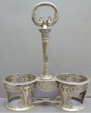 Huilier vinaigrier argent Empire vieillard armoiries couronne silver cygne 174gr