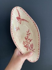 Ravier Ancien Terre De Fer Service Favori Rose Sarreguemines et Digoin Oiseaux