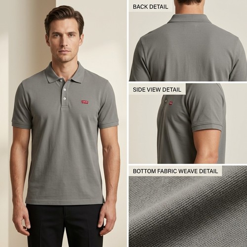 Men classic gray polo shirt - gray,