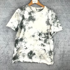 Quiksilver T-Shirt Unisexe L Noir Blanc Tie-Dye Nuageux Col Rond Manches Courtes