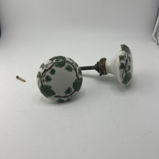 Poignée de Porte en Porcelaine florale et Laiton