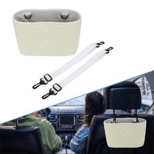 Poubelle De Voiture Pour Siège En Simili Cuir Forme Ovale Blanc 1 Pc