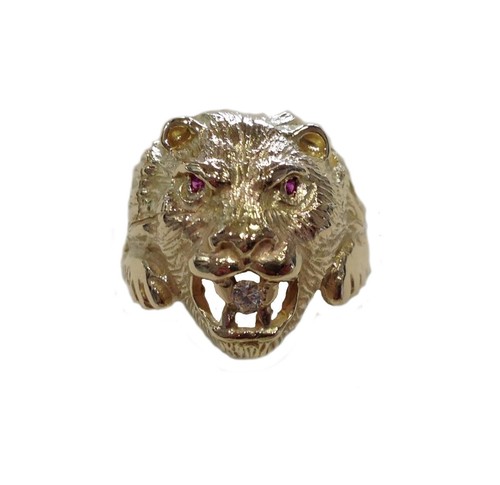 Bague tête lion avec - bague, de