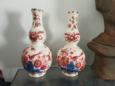 Paire Vases Royal Delft Porceleyne Fles. Rare