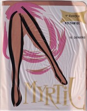 Bas nylon MYRTIL 15 deniers coloris Beige. Taille 1. French vintage stockings.