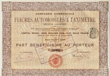 AH39 - CIE COMMERCIALE DES FIACRES AUTOMOBILES A TAXIMETRE