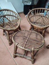 salon enfants rotin table et 3 fauteuils pour enfants 2/7ans