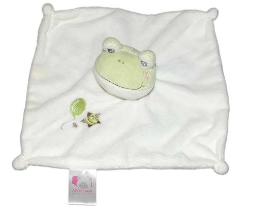 Doudou plat grenouille blanc - doudou,
