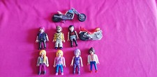 LOT FIGURINES PLAYMOBIL ROCK N ROLL ROCKEUR / ELVIS / 2 MOTOS INCOMPLETES