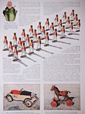 ARTICLE PRESSE 1933 JOUETS POUPÉES SOLDATS PLOMB VOITURE ROSIGNOL TRAIN ASSEMBLO