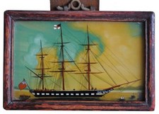 Petit lot de tableaux sous verre en bateau anglais 19ème