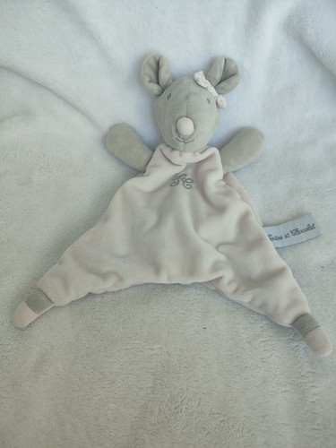 Doudou plat souris rose