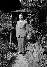 Homme costume debout jardin - 2 anciens négatifs photo an. 1920