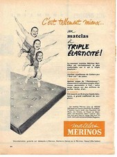 PUBLICITE ADVERTISING 1956  MATELAS MERINOS triple élasticité