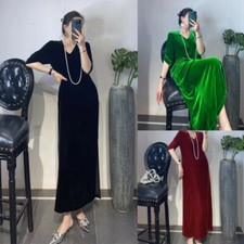 Femme Robe Velours Col V Demi