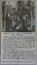 Gravure image religieuse ce que c'est que la chambre d'un chretien  XVIIIeme
