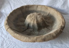 Ancien Banneton Pain Couronne Corbeille Boulanger Osier & Toile D'origine Ø 30cm