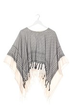 PIECES Poncho Dames Pull T EU 38 blanc cassé-gris clair style décontracté