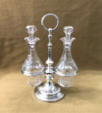 serviteur de table / huilier vinaigrier CHRISTOFLE métal argenté & cristal 29 cm